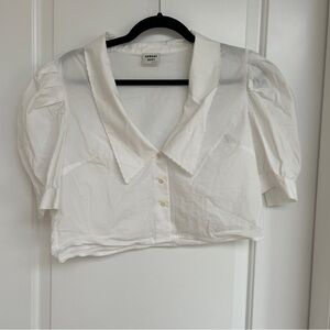 Sunday Best Cropped White Puff Sleeve Blouse